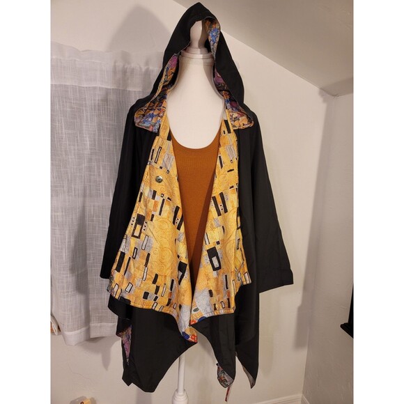 Gustav Klimt The Kiss Galleria Rain Cape w/Hood Travel Pouch Reversible One Size - Picture 4 of 14